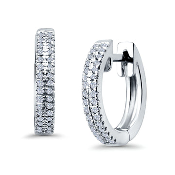 Half Eternity Hoop Earrings Round Simulated CZ 925 Sterling Silver (14mm)